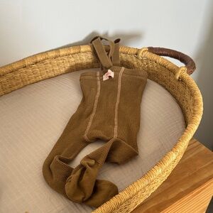 Cozy Tan Knit Baby Romper